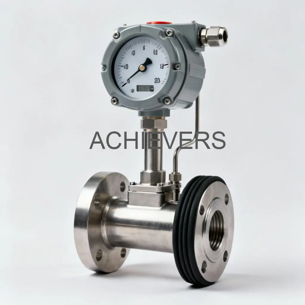 Close-up of Fuel Flow Meter installed on a diesel dispensing skid showing flow meter and nozzle assembly