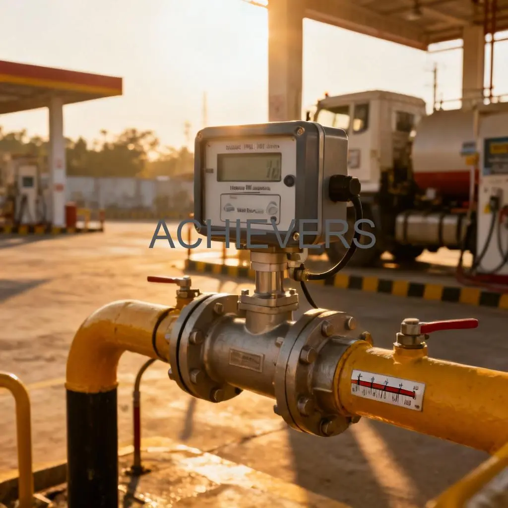 Engineer verifying readings on a Diesel Flow Meter during a fleet refueling operation at an industrial site