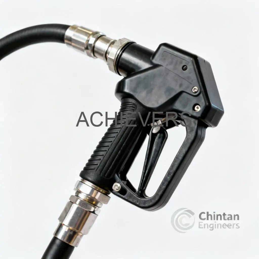 Close-up of Fuel Dispenser installed on a diesel dispensing skid showing flow meter and nozzle assembly