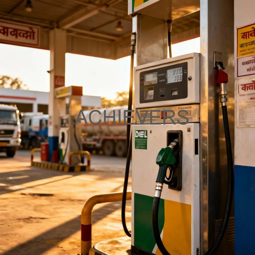 Diesel Dispenser installed at a fleet depot being used to refuel a heavy commercial truck with an automatic nozzle