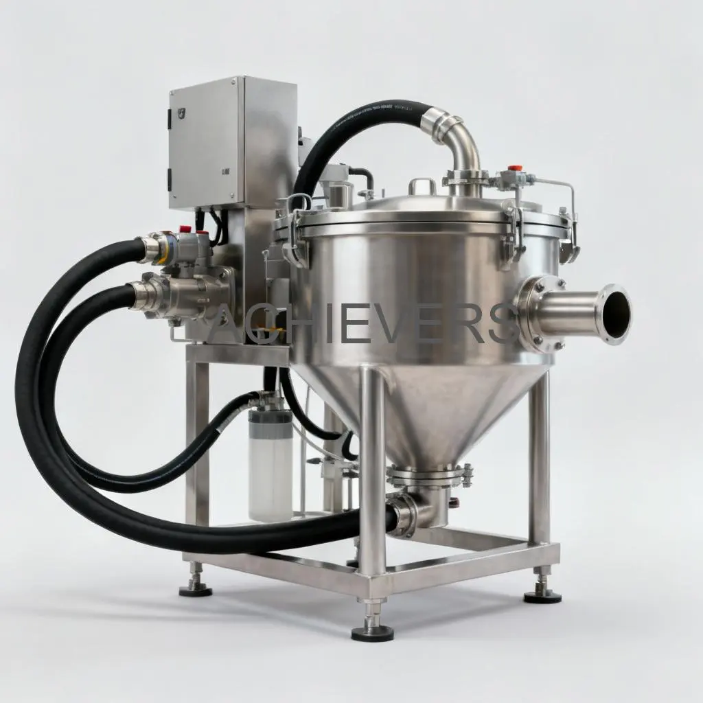 Close-up of a Liquid Batching System controller and flow meter assembly installed on an industrial skid