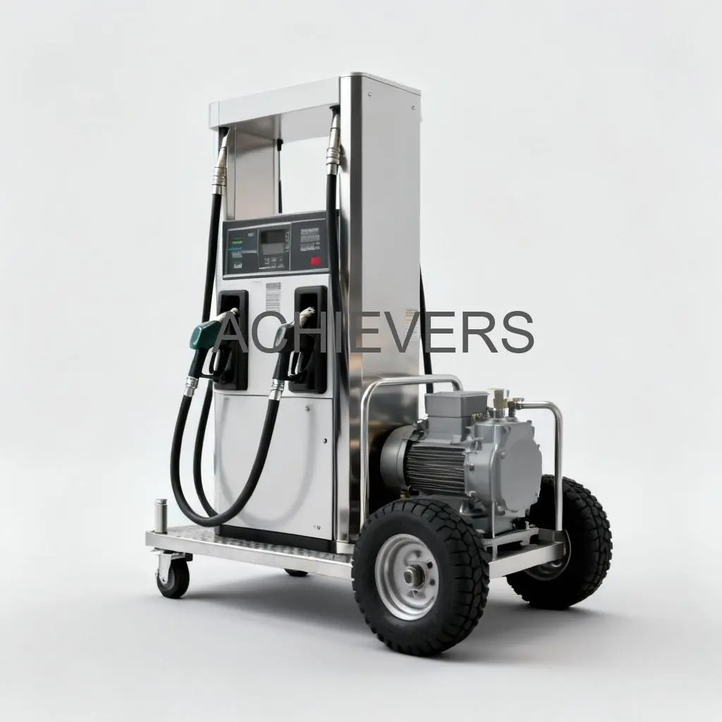 Close-up of Mobile Fuel Dispenser unit showing the digital display, nozzle, and rugged casing ready for installation