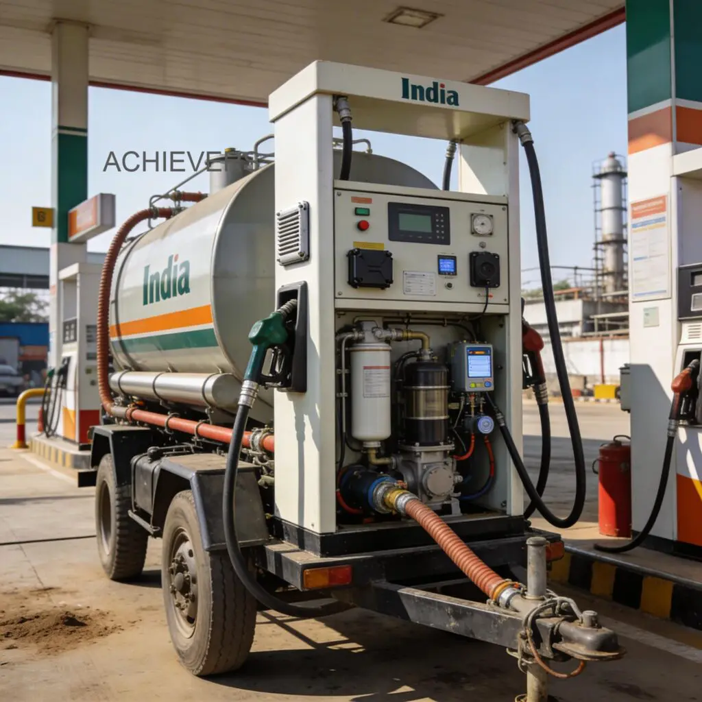 Mobile Fuel Dispenser with keypad controller being used for secure fleet refueling at a construction site in India
