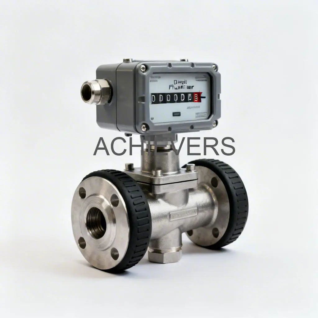 Close-up of Diesel Flow Meter installed on a fuel transfer line showing the digital display and durable housing