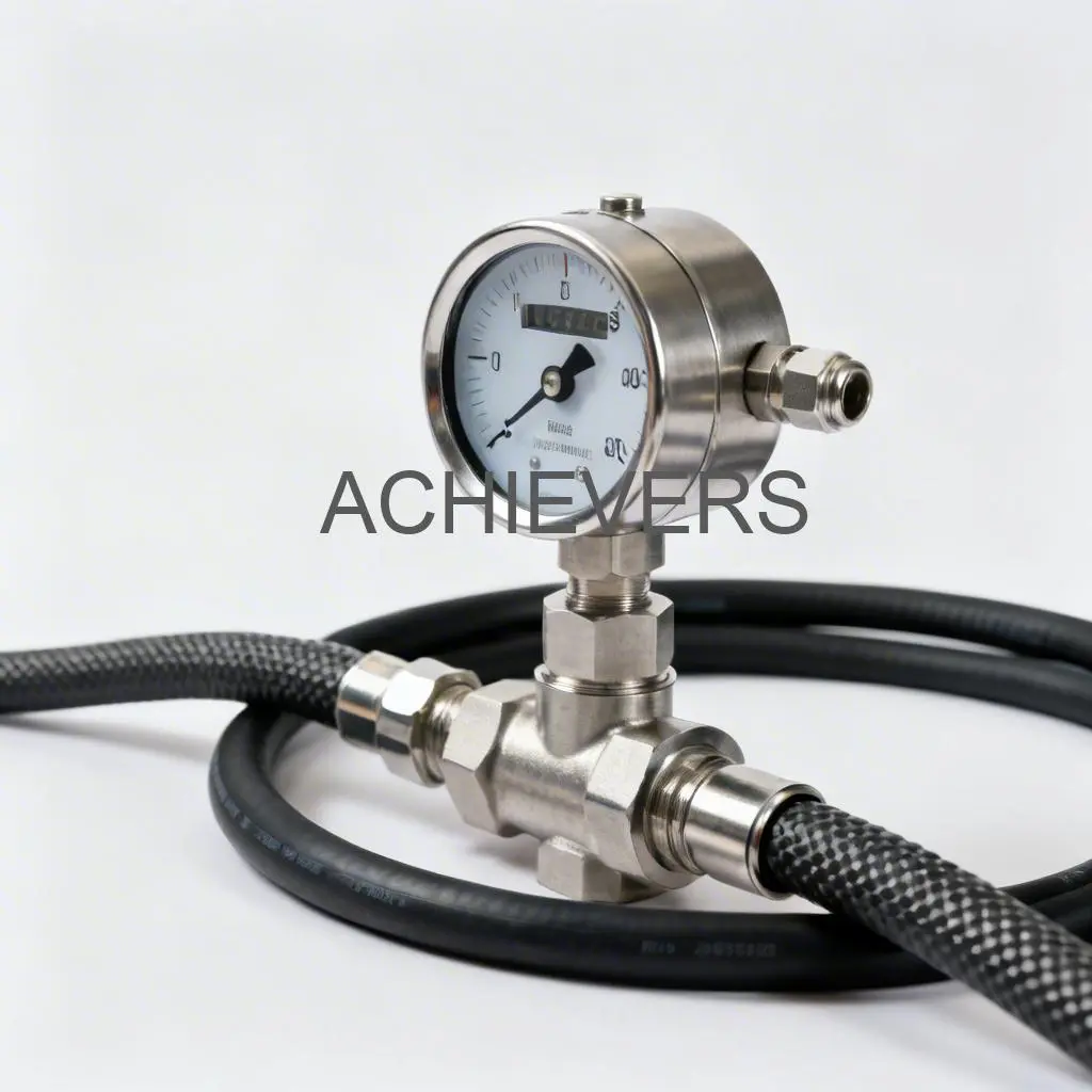 Close-up of Oil Flow Meters showing the dial and robust housing suitable for industrial fluid measurement