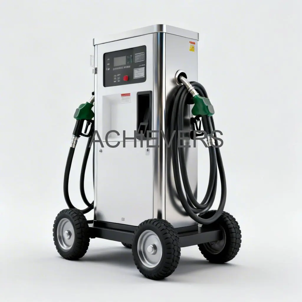 Close-up of Mobile Fuel Dispenser installed on a diesel dispensing skid showing flow meter keypad and nozzle assembly