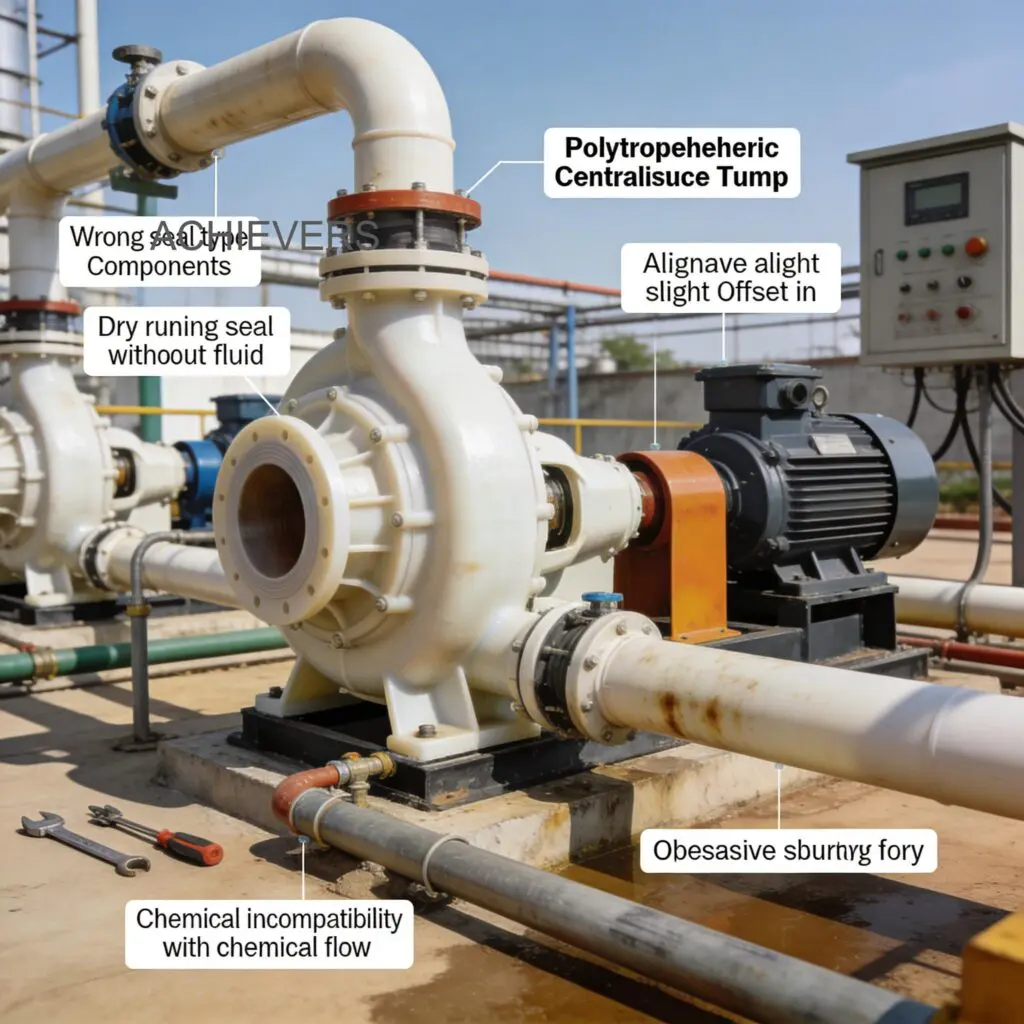 Maintenance technician diagnosing mechanical seal alignment on PP Pumps used for chemical transfer and electroplating applications