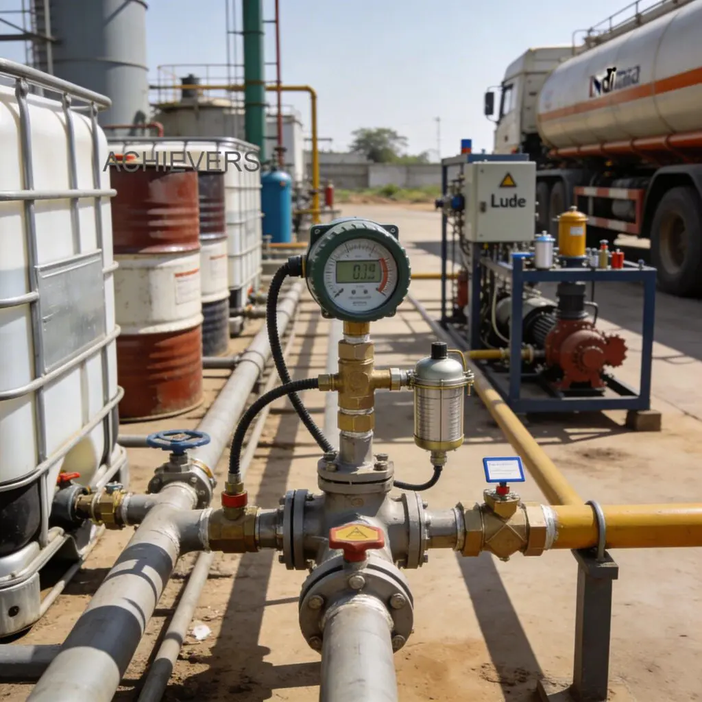 Oil Flow Meters integrated with an upstream air eliminator and strainer for accurate tanker unloading at a heavy manufacturing plant