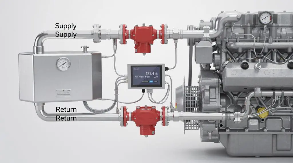 Differential fuel flow measurement diagram for diesel generators