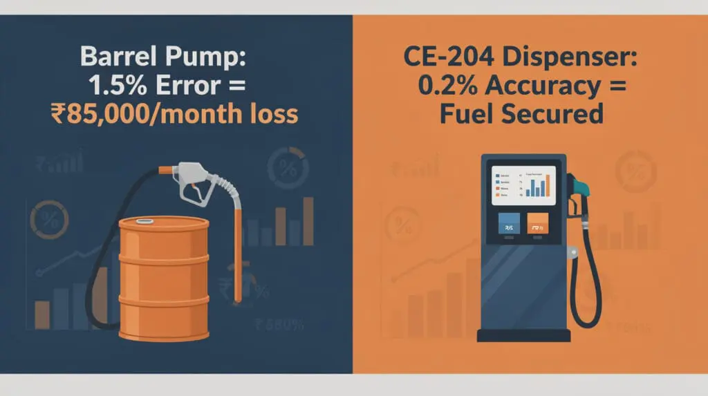 Financial loss comparison between barrel pump and diesel dispenser