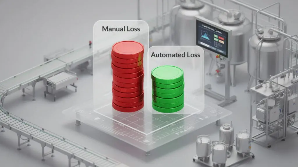 Fluid dispensing automation ROI calculation chart showing financial savings