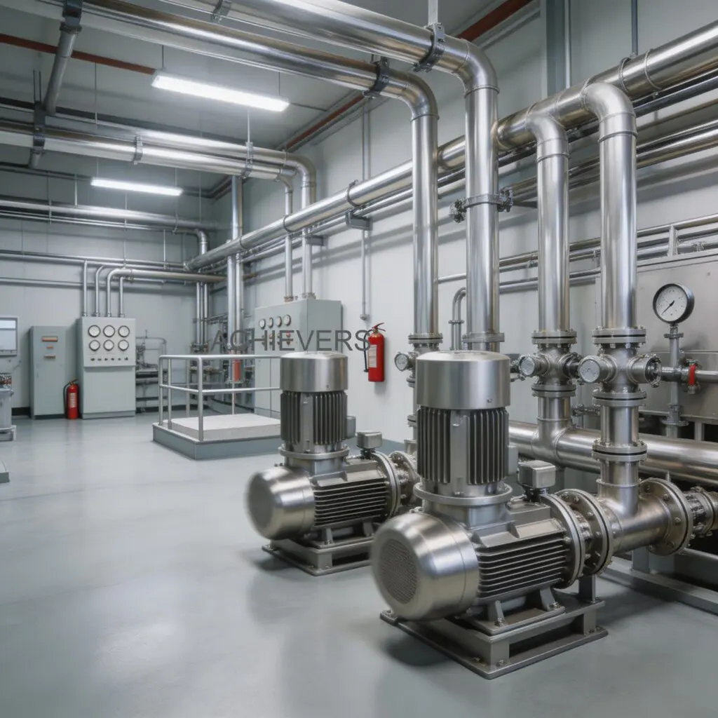 SS Pumps installed at an international industrial processing site with proper suction piping, isolation valves, and discharge flow control mechanisms