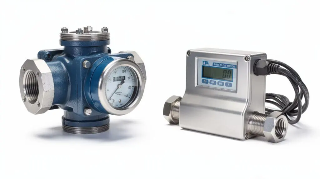 Comparison between mechanical and digital industrial fuel flow meters