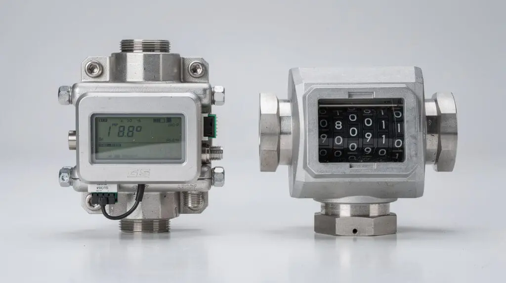 Comparison of digital CE-107 and mechanical CE-114 oil flow meters