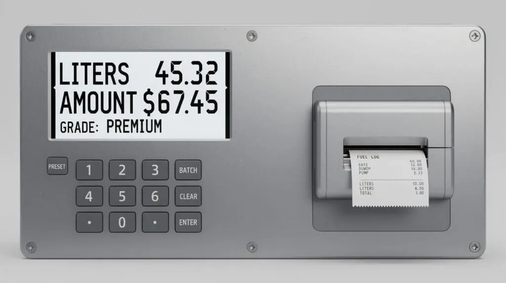 Digital interface of the CE-206 mobile fuel dispenser with keypad and receipt printer