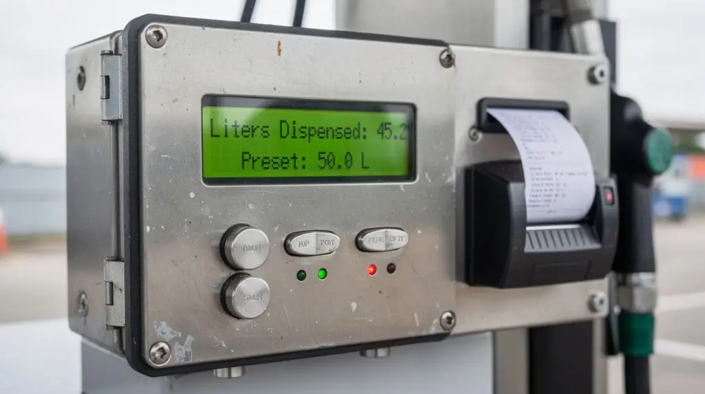Digital preset controller interface with receipt printer for mobile fuel dispenser