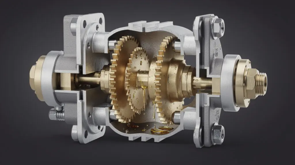 Internal oval gear positive displacement mechanism of a mobile diesel dispenser