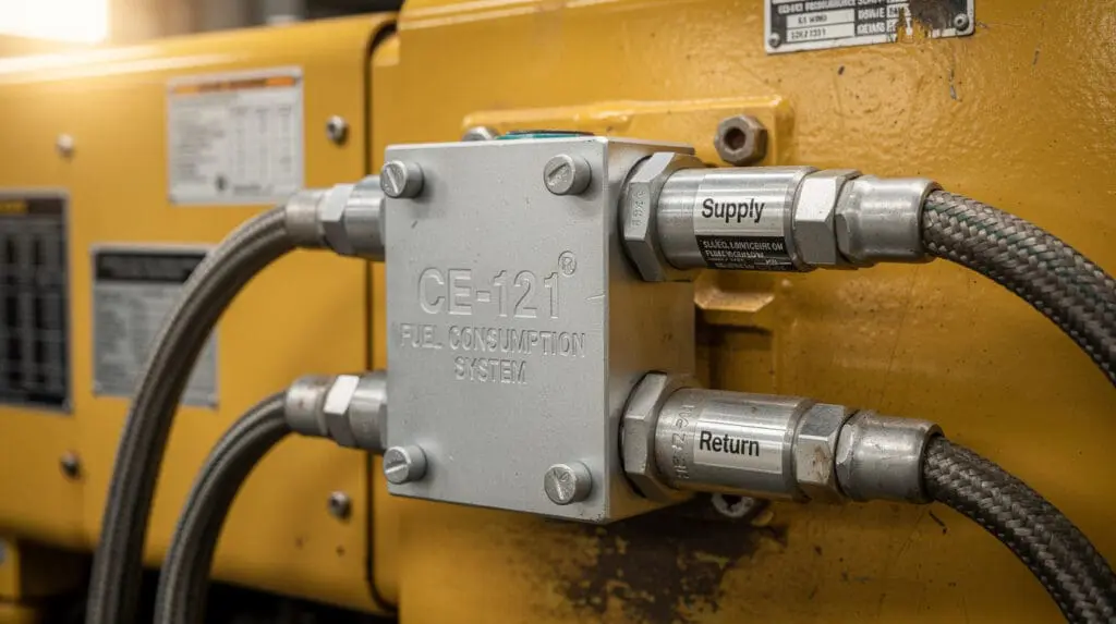 Differential fuel consumption meter system installed on an industrial diesel generator