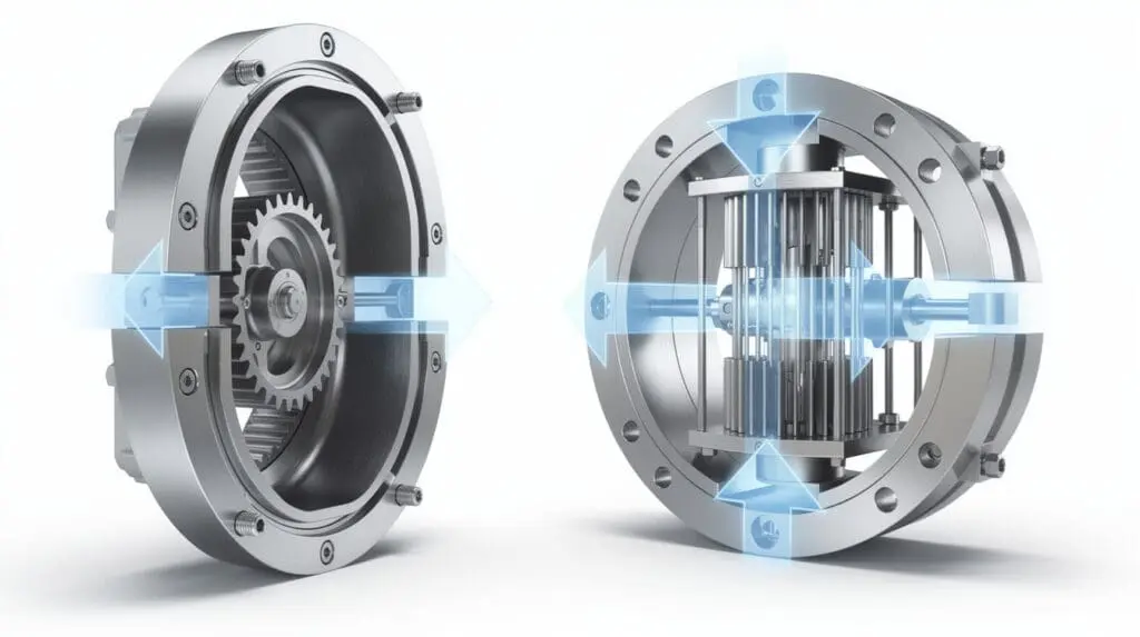 Internal mechanics comparison of Positive Displacement and Turbine fuel flow meters