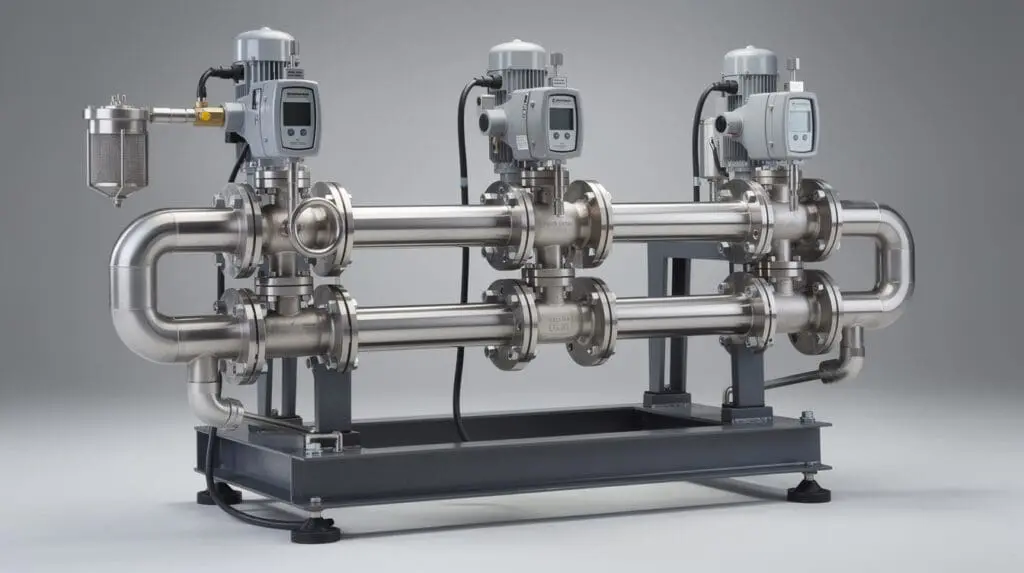 Multi-stream liquid batching skid manifold with positive displacement meters and strainers