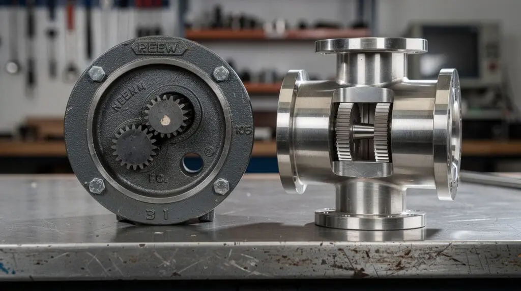 Comparison between positive displacement meter and turbine flow meter internal mechanisms