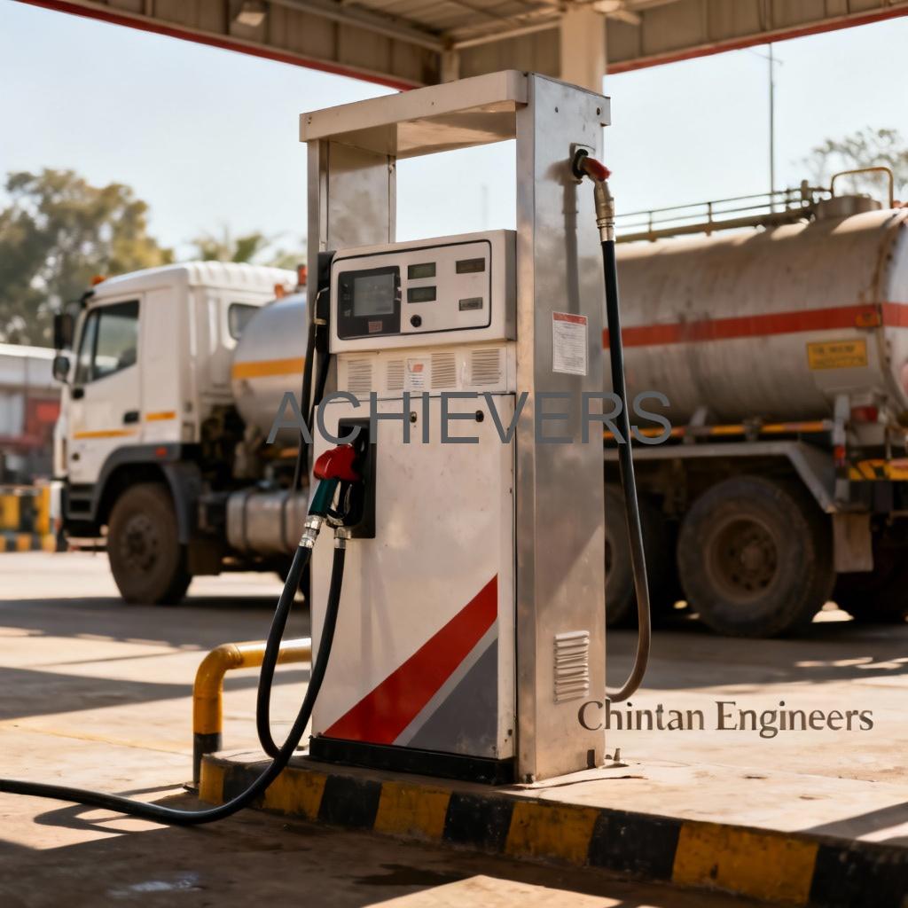 Mobile Fuel Dispenser being used for fleet refueling of a heavy truck at a rugged industrial site in India