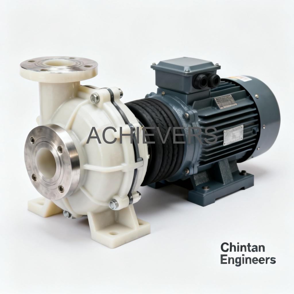 Close-up of a PP Pump casing and flange assembly highlighting the solid molded construction for chemical resistance