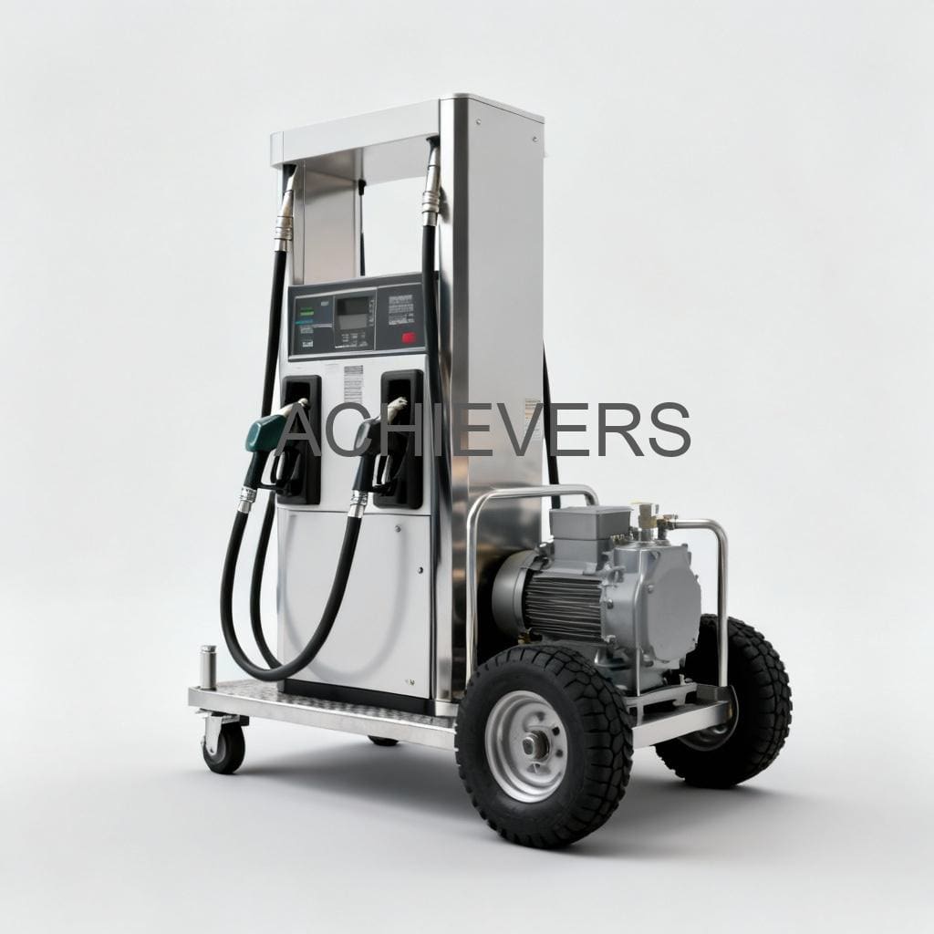 Close-up of Mobile Fuel Dispenser unit showing the digital display, nozzle, and rugged casing ready for installation