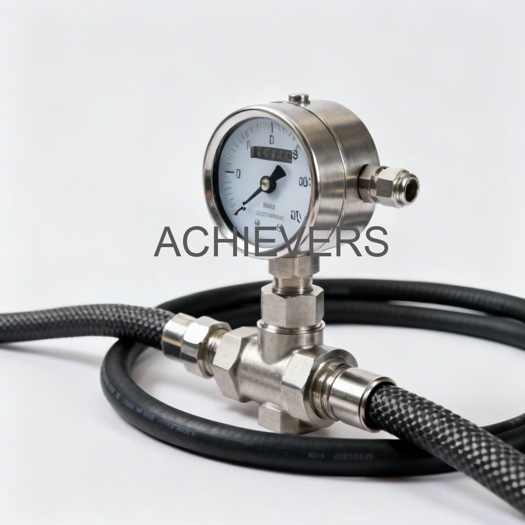 Close-up of Oil Flow Meters showing the dial and robust housing suitable for industrial fluid measurement