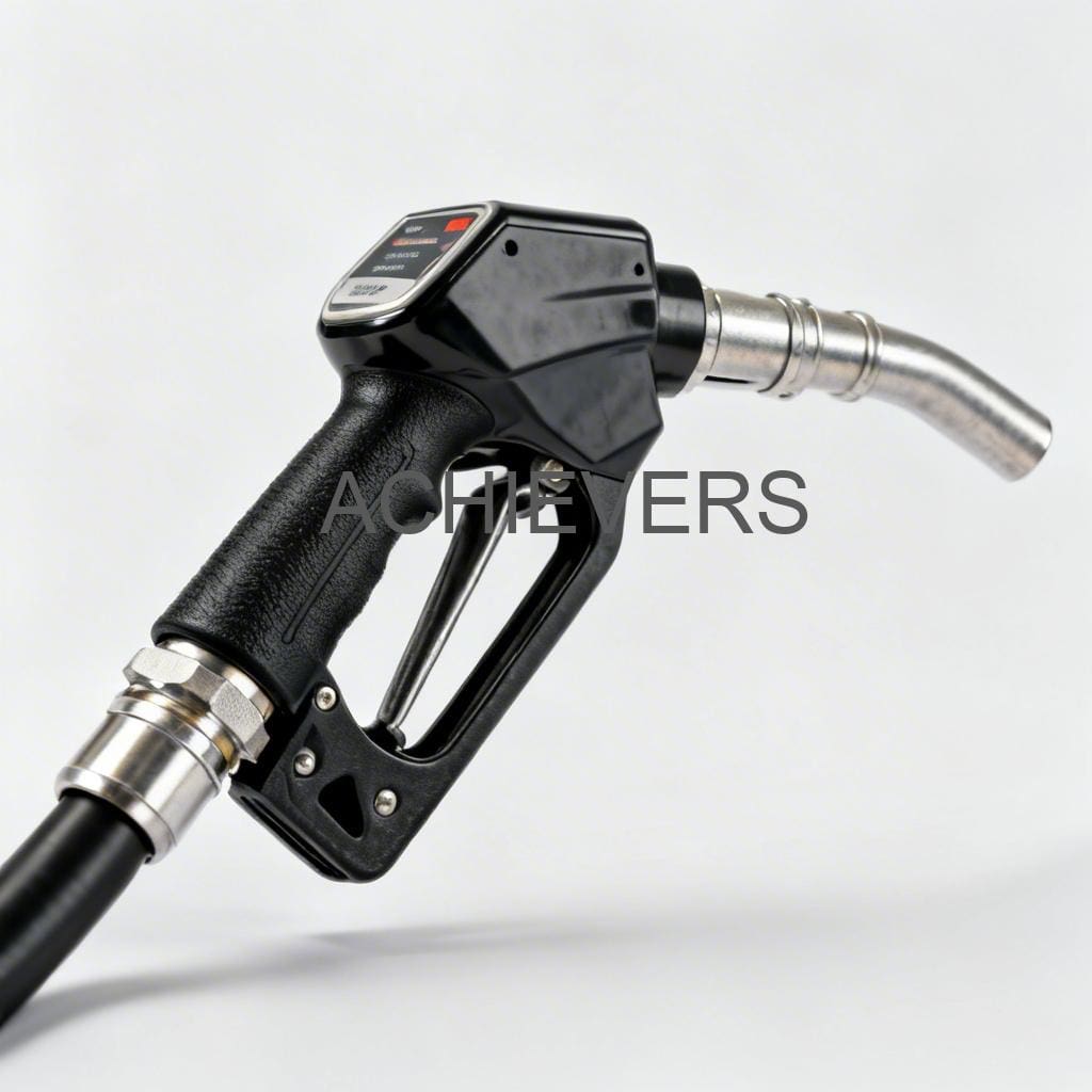 Close-up of Fuel Dispenser installed on a diesel storage skid highlighting the digital preset display and heavy-duty delivery nozzle