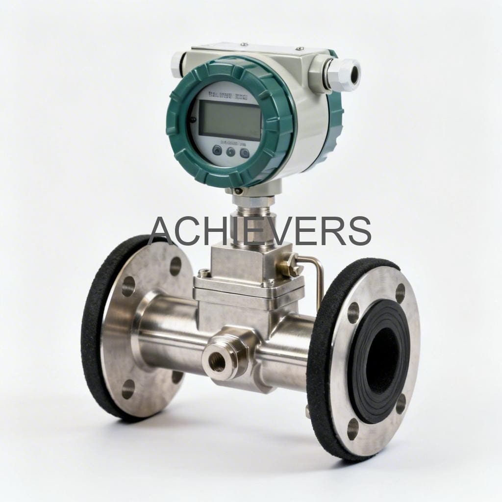 Close-up of a Fuel Flow Meter installed on an industrial diesel dispensing skid showing the mechanical register and pipeline connection
