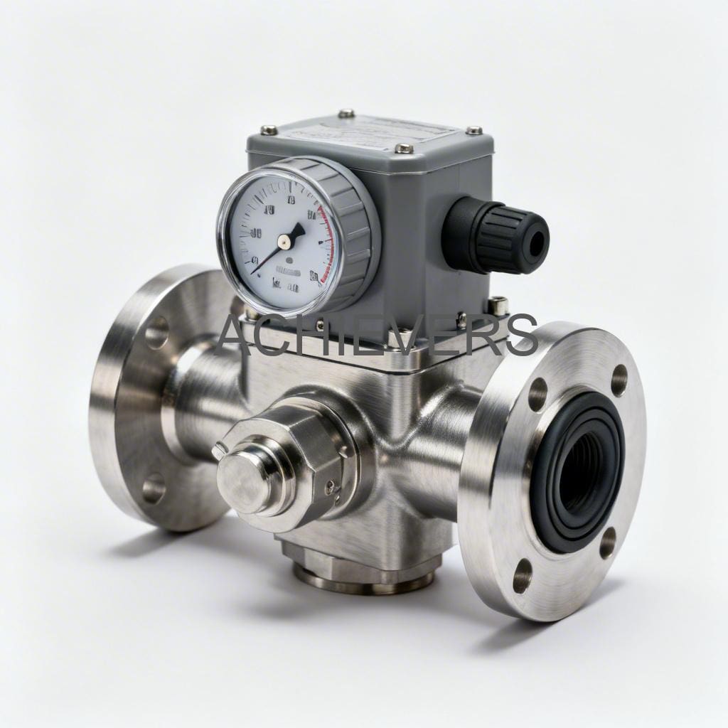 Close-up of Fuel Flow Meter installed on a diesel dispensing skid showing the digital display and robust flange connections