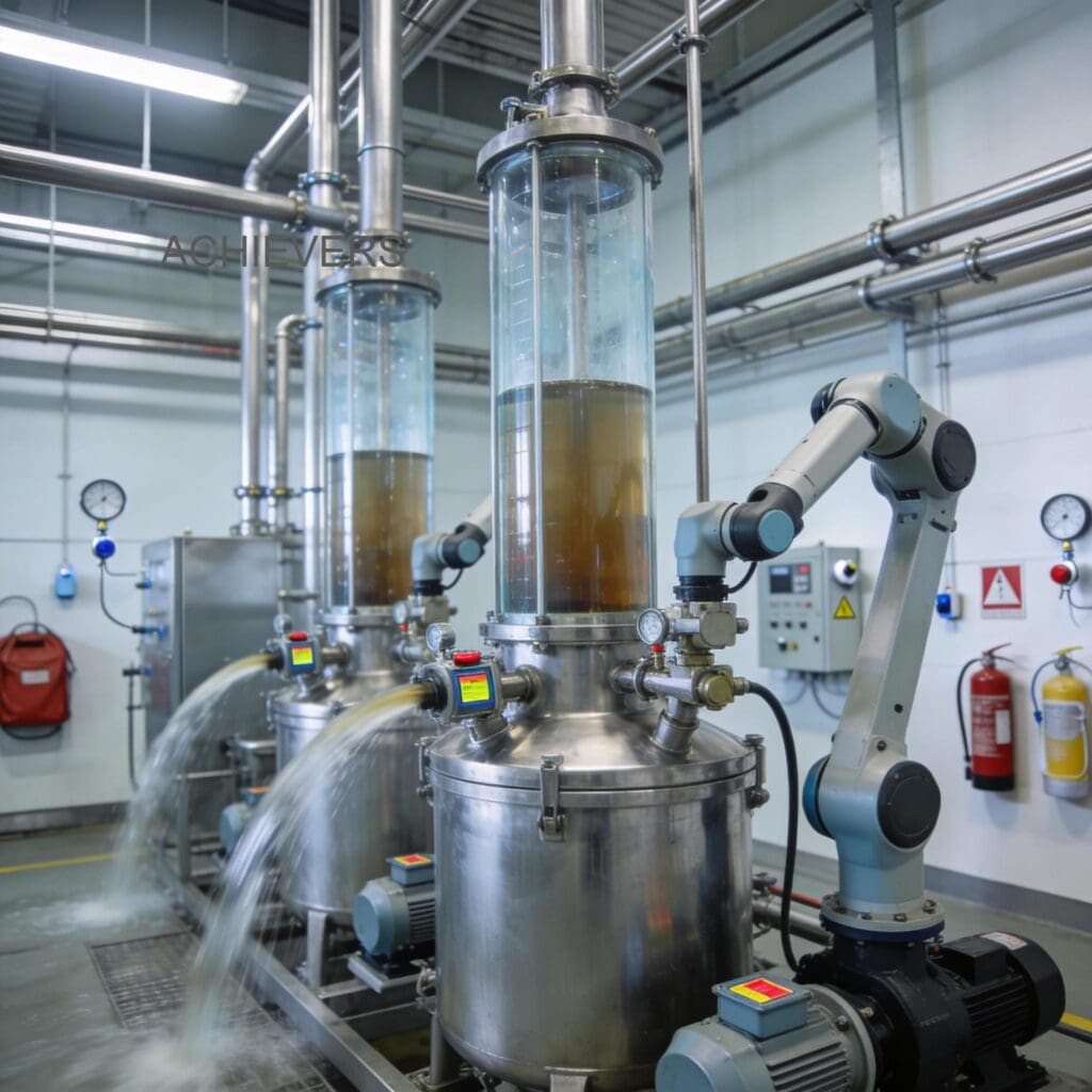 Operator configuring the PLC interface of a high-precision Liquid Batching System installed at a global petrochemical refinery, ensuring secure SCADA integration and safe continuous operation in a hazardous environment