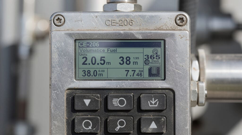 CE-206 digital preset controller interface showing 365-day data logging capabilities