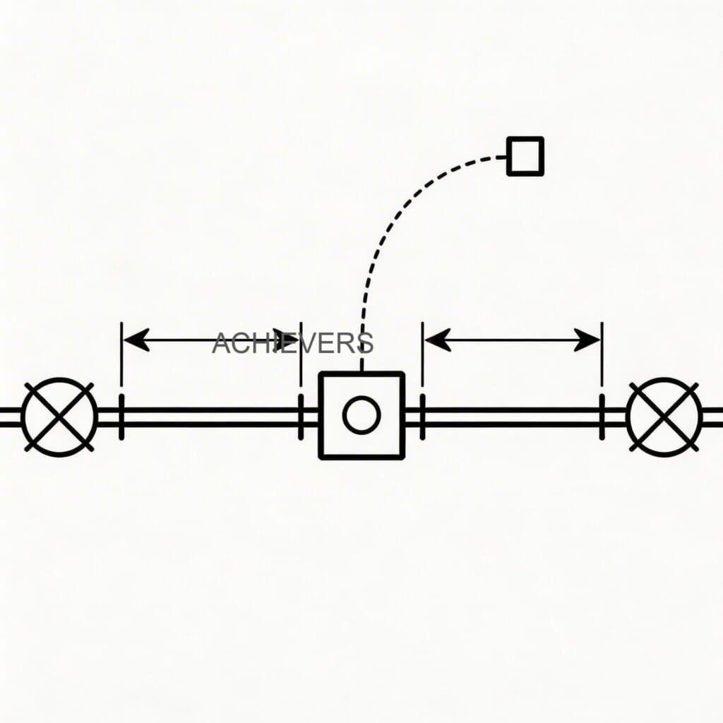P&ID-style installation diagram for Diesel Flow Meter showing piping layout, isolation valves, required straight runs, and electrical connections