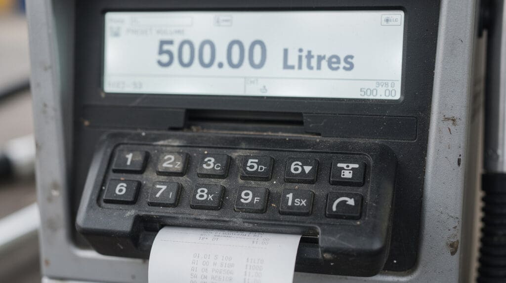 Digital diesel pump technical data display and receipt printer