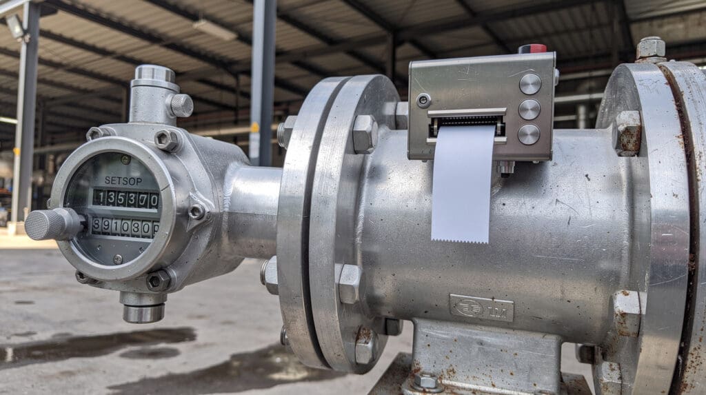 High accuracy custody transfer flow meter with ticket printer