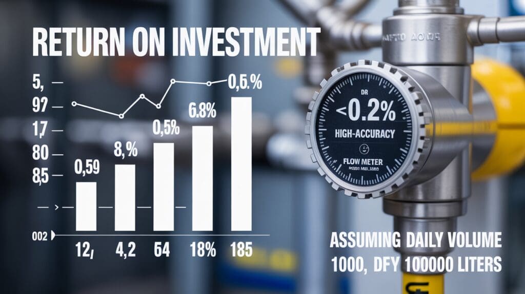 ROI comparison chart showing accuracy savings of positive displacement flow meters