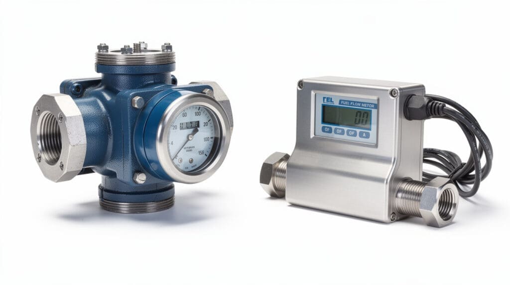 Comparison between mechanical and digital industrial fuel flow meters