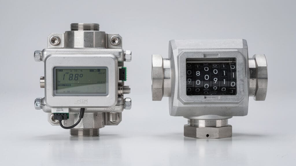 Comparison of digital CE-107 and mechanical CE-114 oil flow meters