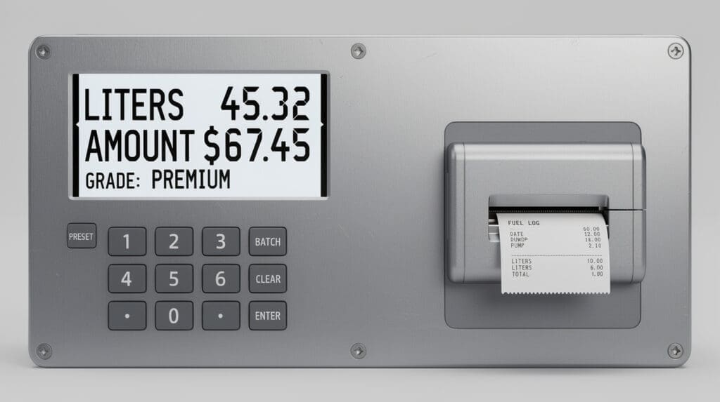 Digital interface of the CE-206 mobile fuel dispenser with keypad and receipt printer