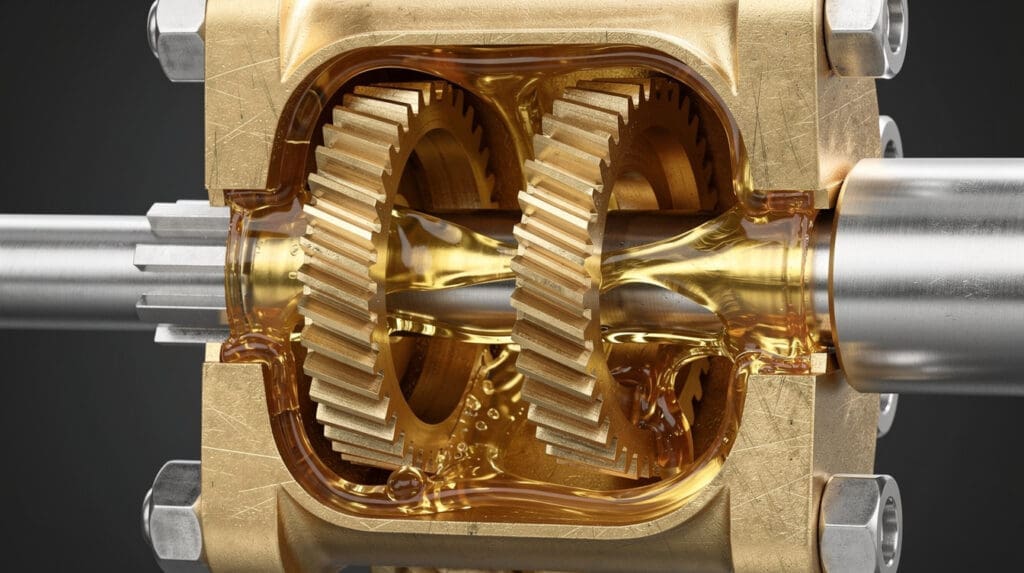 Internal oval gear mechanism of a positive displacement flow meter