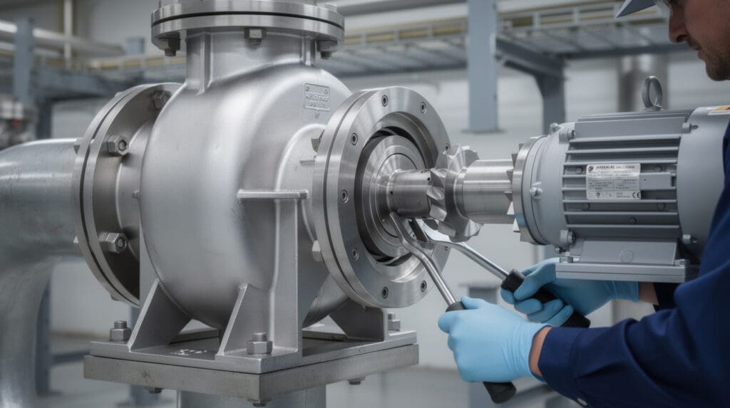 Back pull-out design of a stainless steel centrifugal pump allowing easy maintenance