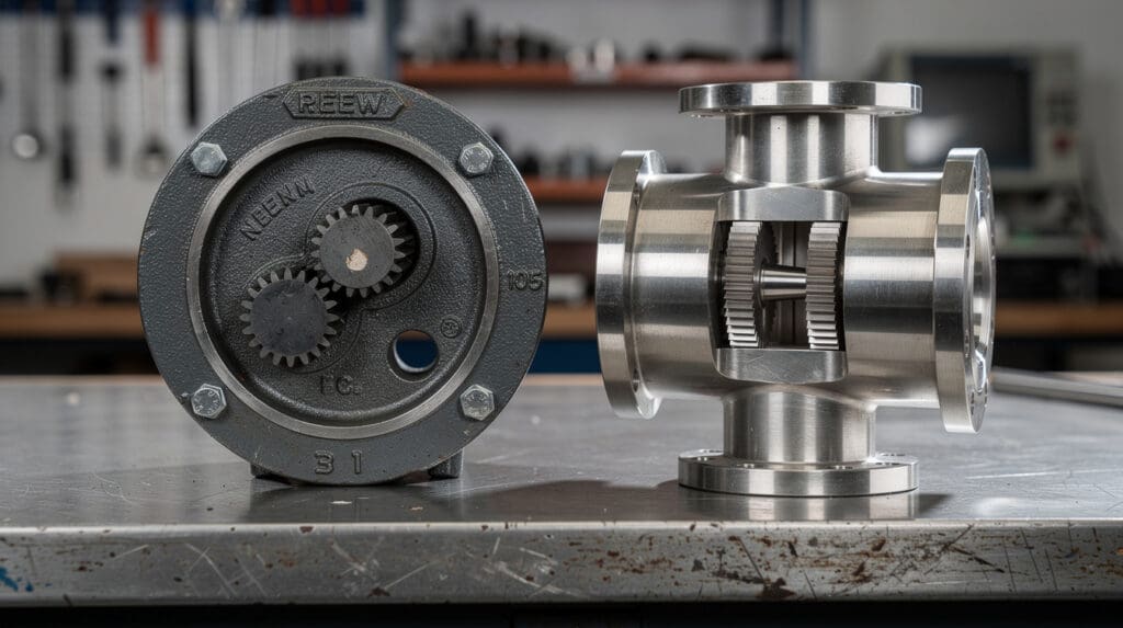 Comparison between positive displacement meter and turbine flow meter internal mechanisms